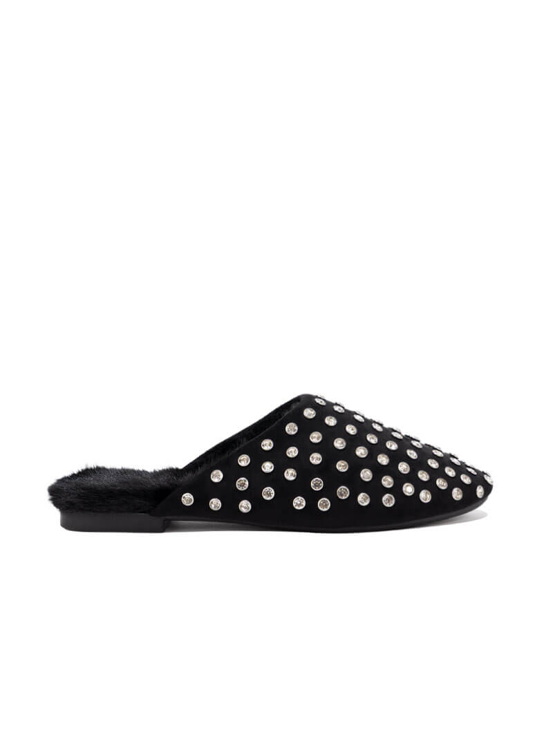 Mules plates en strass